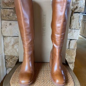 Steve Madden Liza Tan Leather tall brown boots